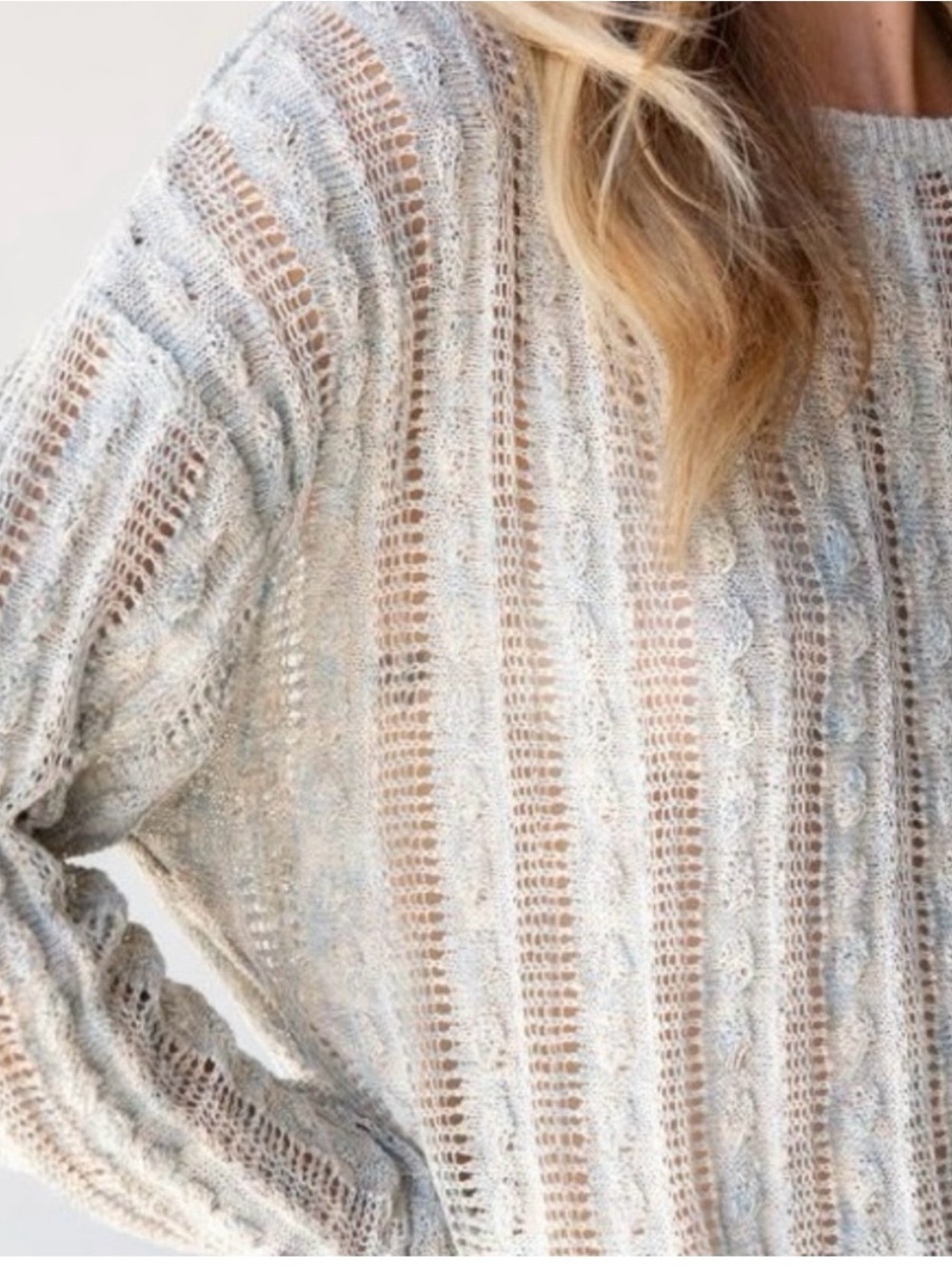 NATURAL LIFE Blue and Cream Crewneck Sweater - Picture 2 of 9